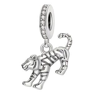 S925 Silver Zodiac Tiger Dangle Charm - Pandora Style
